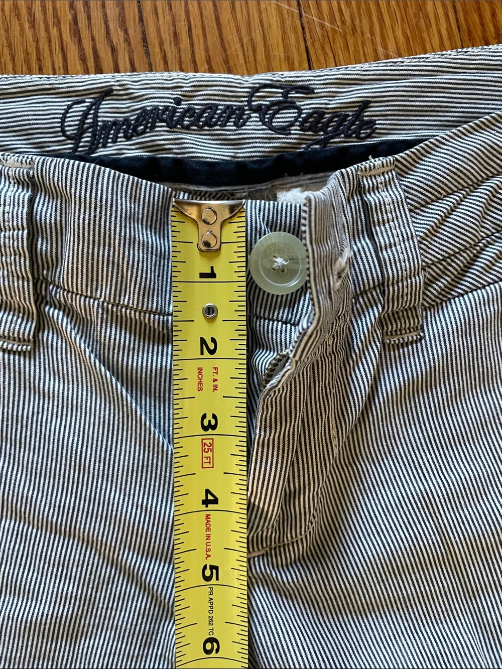 American Eagle Outfitters Blue & White Pinstripe Chino Shorts